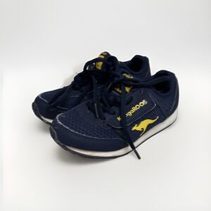 Vintage KangaRoos Kids Sneakers Shoes Size 12 Navy Yellow Pocket Pouch